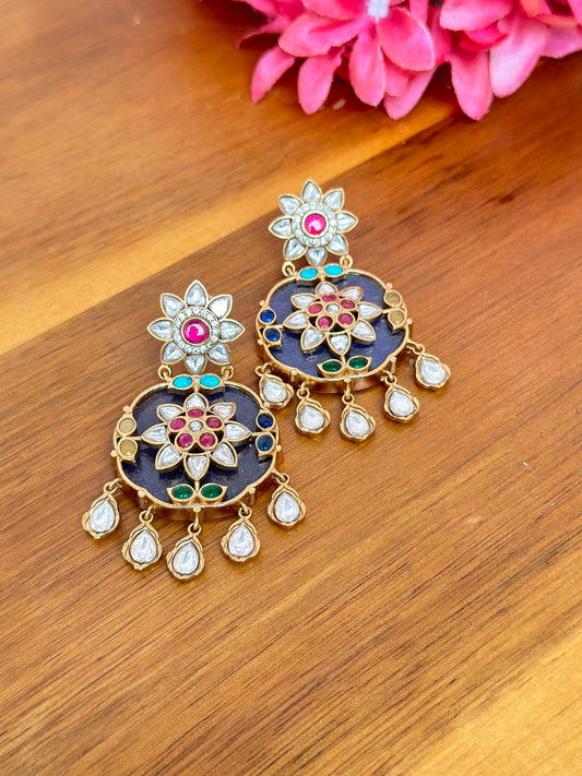 Kundan Mossanite Earrings