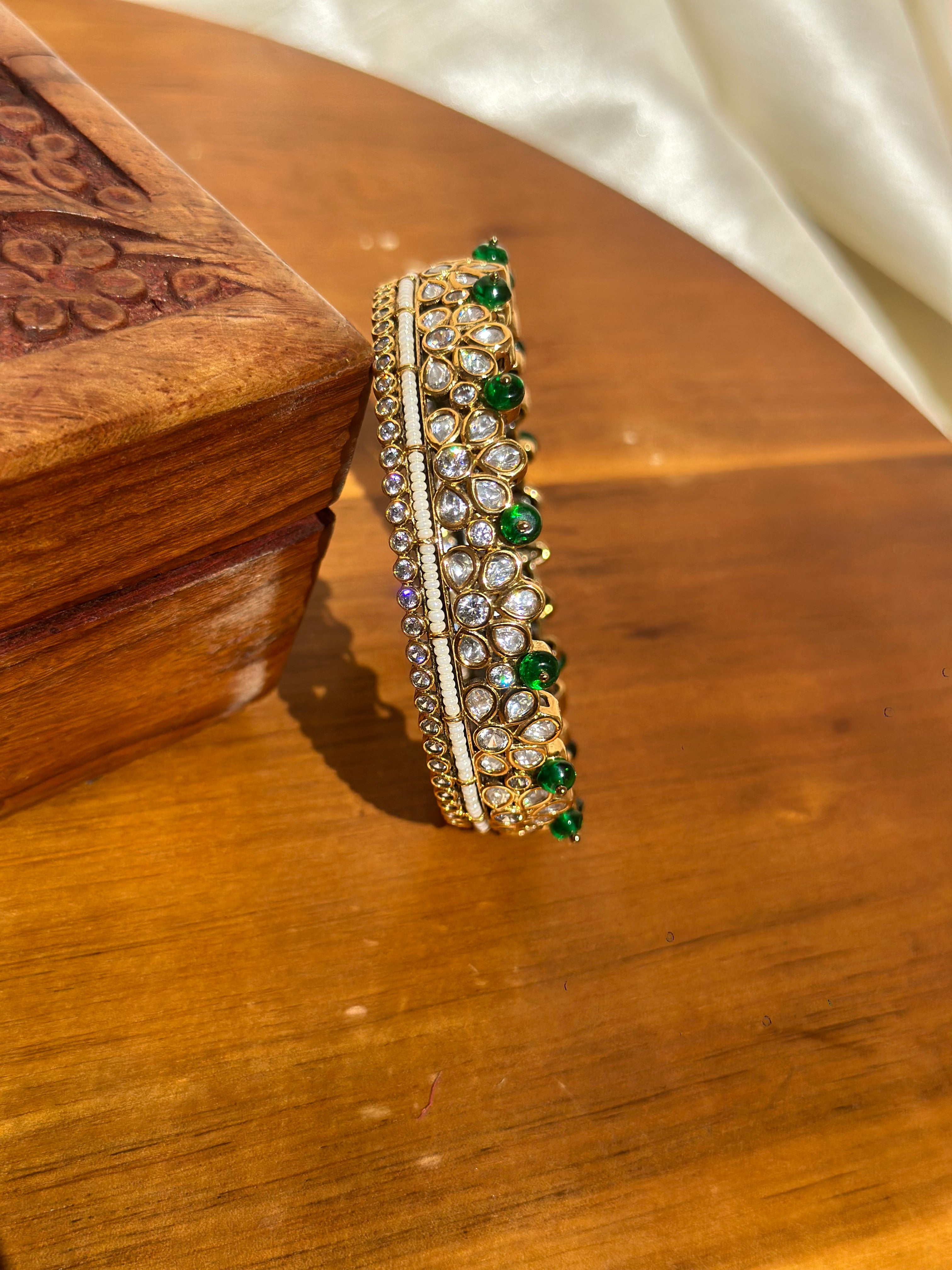 Kundan Moissanite Kada Bracelet